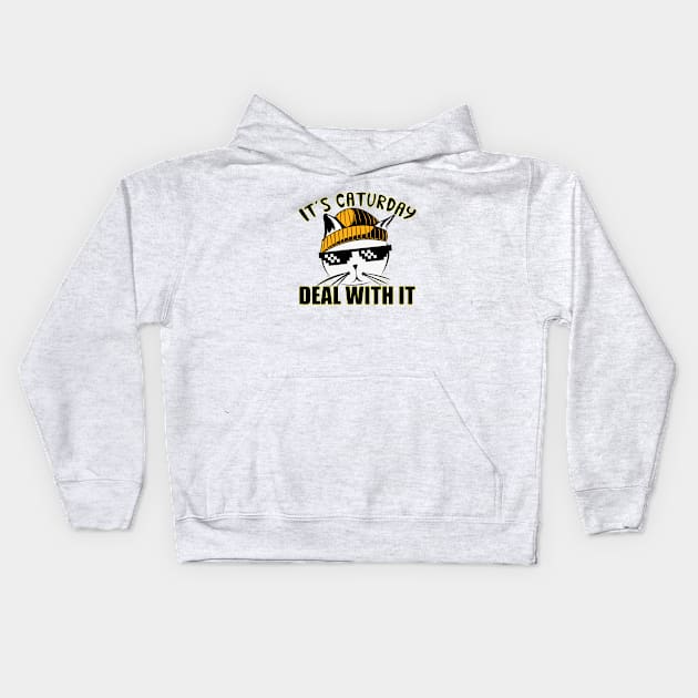 Its Caturday Kids Hoodie by GarBear Designs